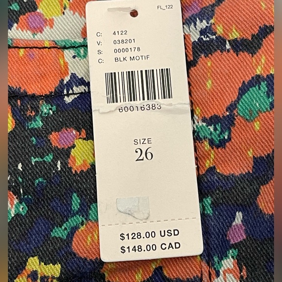 Meave By Anthropology Floral Motif Hi Waist Skinny Slit Jeans Size 26 - Picture 8 of 16